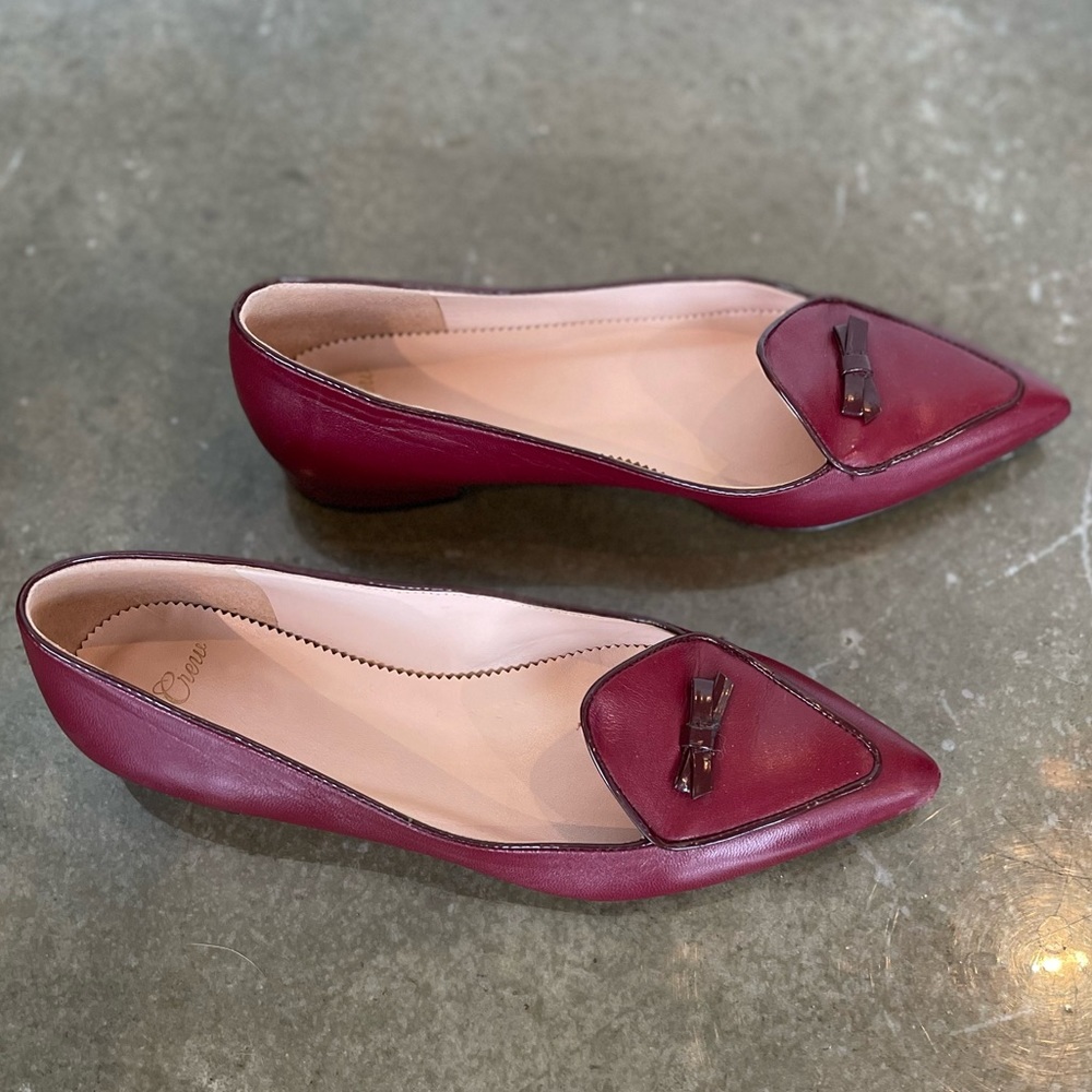 J. Crew Wine Pointed Flats Sz 7